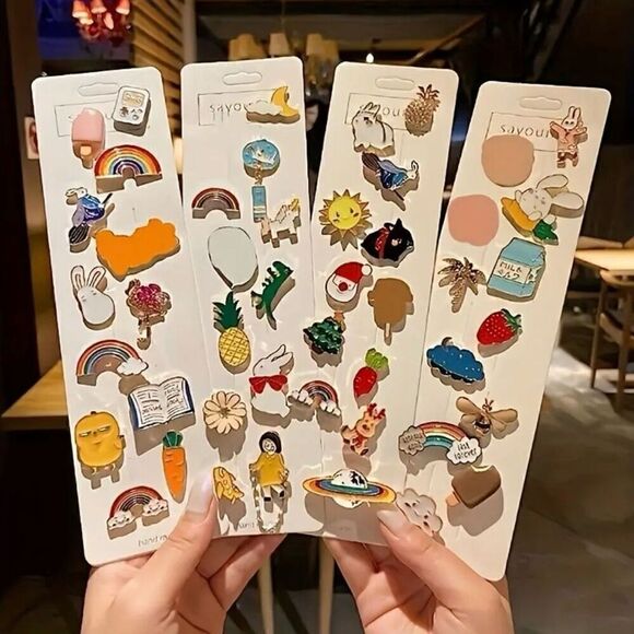 15 Piece Assorted Variety Enamel Pin Brooches Cute Cartoon Designs New - Picture 2 of 7